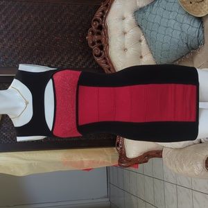 Bebe Mini dress black red lipstick BodyCon
